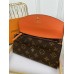 Жіночий гаманець Louis Vuitton коричневий+ оранжевий великий конверт Луї Віттон