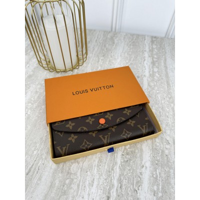 Жіночий гаманець Louis Vuitton коричневий+ оранжевий великий конверт Луї Віттон