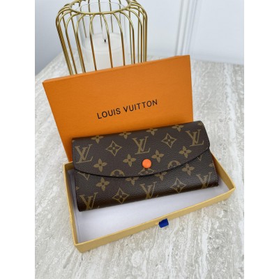 Жіночий гаманець Louis Vuitton коричневий+ оранжевий великий конверт Луї Віттон