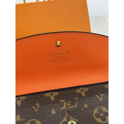 Жіночий гаманець Louis Vuitton коричневий+ оранжевий великий конверт Луї Віттон