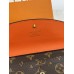 Жіночий гаманець Louis Vuitton коричневий+ оранжевий великий конверт Луї Віттон