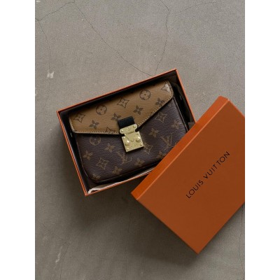 Сумка Луї Вітон метис коричневий моногам міні Louis Vuitton Pochette Metis