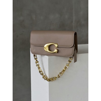 Женская сумка клатч Coach Idol Bag бежевый на цепочке Коуч Женская сумка клатч Coach Idol Bag бежевый на цепочке Коуч