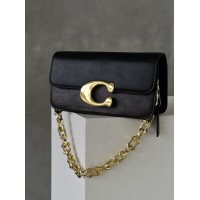 Жіноча сумка клатч Coach Idol Bag шоколадний на ланцюжку Коуч