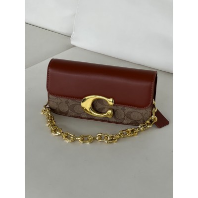 Женская сумка клатч Coach Idol Bag коричневый на цепочке Коуч Женская сумка клатч Coach Idol Bag коричневый на цепочке Коуч