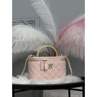 Сумка женская клатч Chanel классическая Lambskin розовый Шанель