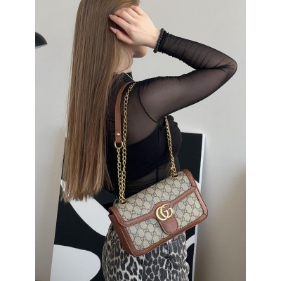 Жіноча сумка Gucci Marmont коричневий крос боді через плече Гуччі