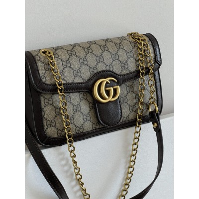 Сумка жіноча Gucci Marmont шоколадний крос боді через плече Гуччі