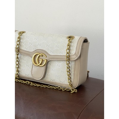 Сумка жіноча Gucci Marmont молочний крос боді через плече Гуччі