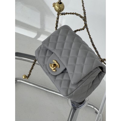 Сумка жіноча клатч через плече Chanel Classic Шанель сірий міні