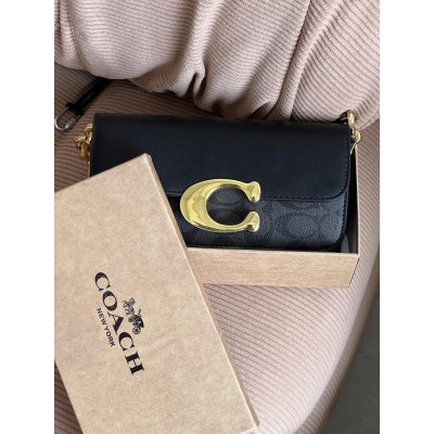Женская сумка клатч Coach Idol Bag черный на цепочке Коуч Женская сумка клатч Coach Idol Bag черный на цепочке Коуч