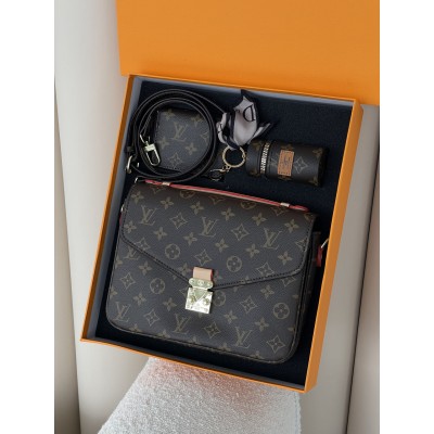 Жіноча сумка Луї Віттон коричневий Metis Пошет. Подарунковий набір Louis Vuitton жіночий 3 предмети Жіноча сумка Луї Віттон коричневий Metis Пошет. Подарунковий набір Louis Vuitton жіночий 3 предмети