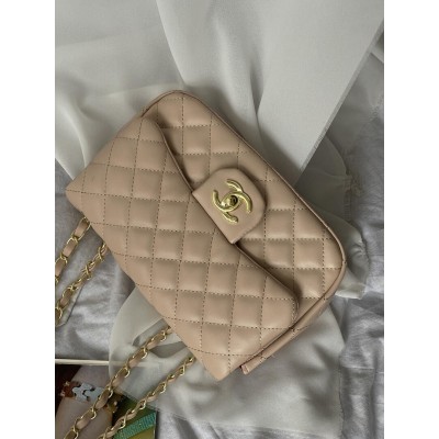 Сумка женская Chanel classic -  24 size кросс боди бежевый Шанель