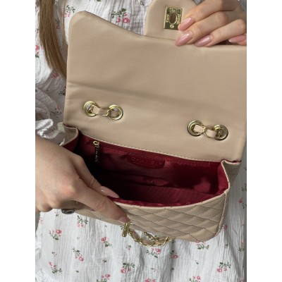 Сумка женская Chanel classic -  24 size кросс боди бежевый Шанель