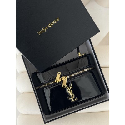 Жіноча сумка Yves Saint-Laurent Gaby Vanity Lacquered Leather Shoulder Bag YSL барило чорне Ів Сен Лоран Жіноча сумка Yves Saint-Laurent Gaby Vanity Lacquered Leather Shoulder Bag YSL барило чорне Ів Сен Лоран