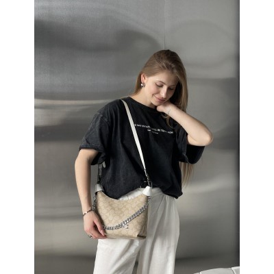 Женская сумка Coach Juliet Shoulder Bag бело-бежевый  Коуч через плечо