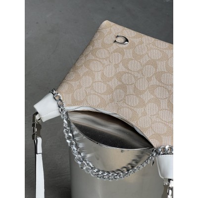 Женская сумка Coach Juliet Shoulder Bag бело-бежевый  Коуч через плечо