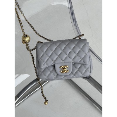 Сумка жіноча клатч через плече Chanel Classic Шанель сірий міні Сумка жіноча клатч через плече Chanel Classic Шанель сірий міні