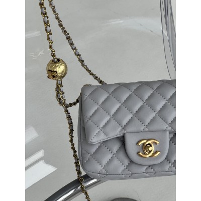 Сумка жіноча клатч через плече Chanel Classic Шанель сірий міні