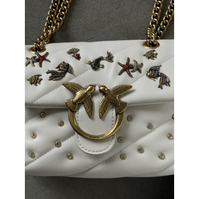 Жіноча сумка Pinko Mini Puff Sea Jewels Bag кремовий через плече Пінко ( PREMIUM)
