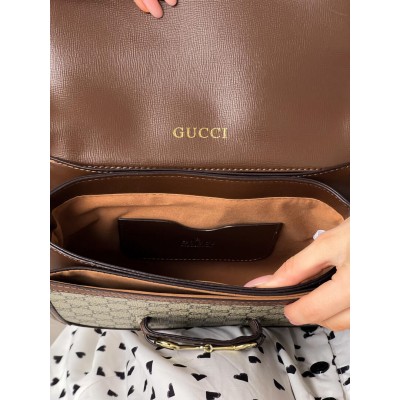 Сумка женская Horsebit 1955 Gucci  Гуччи коричнево-серый