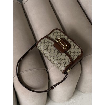 Сумка женская Horsebit 1955 Gucci  Гуччи коричнево-серый