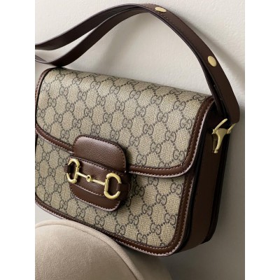 Сумка женская Horsebit 1955 Gucci  Гуччи коричнево-серый