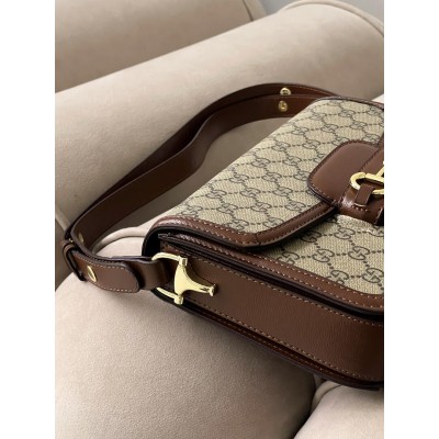 Сумка женская Horsebit 1955 Gucci  Гуччи коричнево-серый