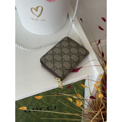 Жіноча сумка клатч Гуччі коричневий. Подарунковий набір Gucci Ophidia жіночий 3 предмети