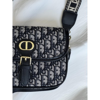Жіноча сумка Christian Dior Bobby крос боді на широкому плечі сіро-чорний текстильний Крістіан Діор
