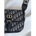Жіноча сумка Christian Dior Bobby крос боді на широкому плечі сіро-чорний текстильний Крістіан Діор