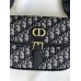 Жіноча сумка Christian Dior Bobby крос боді на широкому плечі сіро-чорний текстильний Крістіан Діор