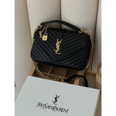 Женская сумка Saint Laurent College Medium In Quilted YSL Ив Сен Лоран черный клатч Женская сумка Saint Laurent College Medium In Quilted YSL Ив Сен Лоран черный клатч