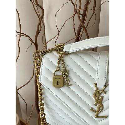 Жіноча сумка Ів Сен Лоран білий клатч Saint Laurent College Medium In Quilted