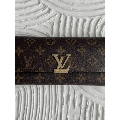 Женский кошелек Louis Vuitton коричневый двойной на кнопке Луи Виттон