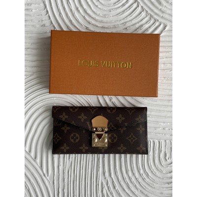 Жіночий гаманець Louis Vuitton коричневий + бежевий з подвійною бляшкою Луї Віттон Жіночий гаманець Louis Vuitton коричневий + бежевий з подвійною бляшкою Луї Віттон