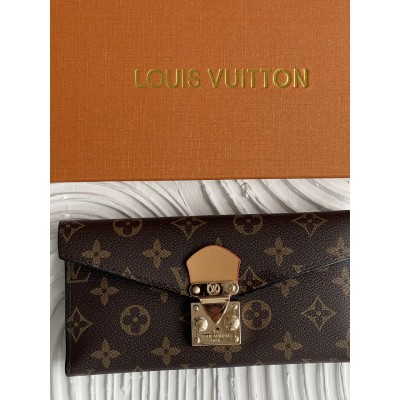 Жіночий гаманець Louis Vuitton коричневий + бежевий з подвійною бляшкою Луї Віттон
