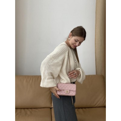 Сумка женская Chanel Classic 1.55 Small Single Flap Premium розовый через плече Шанель