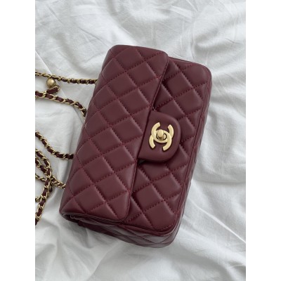 Сумка женская Chanel Classic 1.55 Small Single Flap Premium бордовый через плече Шанель