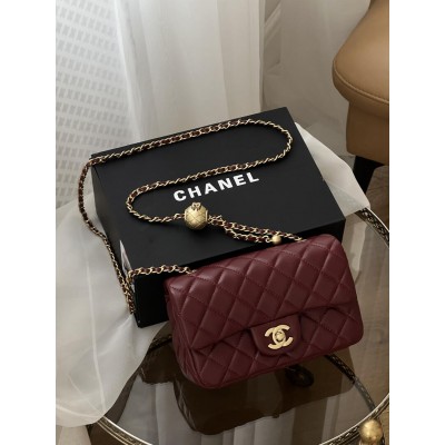 Сумка жіноча Chanel Classic 1.55 Small Single Flap Premium бордовий через плече Шанель Сумка жіноча Chanel Classic 1.55 Small Single Flap Premium бордовий через плече Шанель
