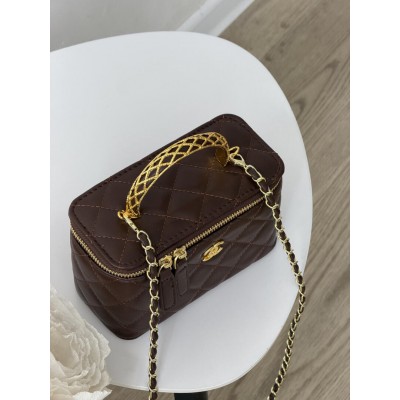 Сумка жіноча клатч Chanel класична Lambskin шоколадний Шанель