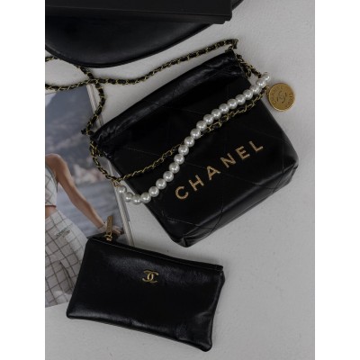 Сумка жіноча клатч через плече Chanel 22 Mini Handbag з перлами Шанель чорний 22 Міні Сумка жіноча клатч через плече Chanel 22 Mini Handbag з перлами Шанель чорний 22 Міні