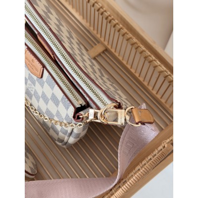 Сумка жіноча Луї Вітон / Louis Vuitton 3 в 1 стиль Люкс бежевий в клітку