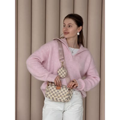 Сумка жіноча Луї Вітон / Louis Vuitton 3 в 1 стиль Люкс бежевий в клітку