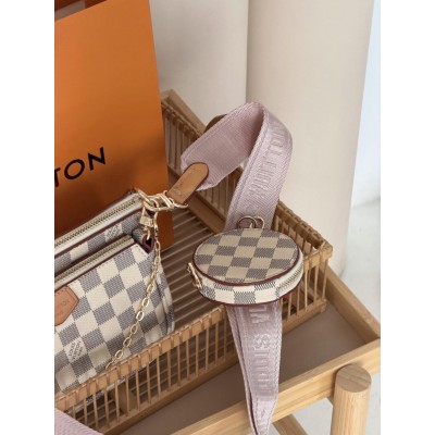 Сумка жіноча Луї Вітон / Louis Vuitton 3 в 1 стиль Люкс бежевий в клітку