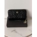 Гаманець жіночий Chanel Camellia чорний із коробкою Шанель