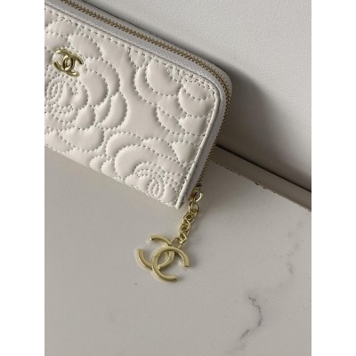 Кошелек женский Chanel Camellia белый с коробкой Шанель