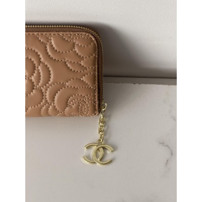 Гаманець жіночий Chanel Camellia бежевий із коробкою Шанель