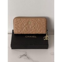 Гаманець жіночий Chanel Camellia бежевий із коробкою Шанель