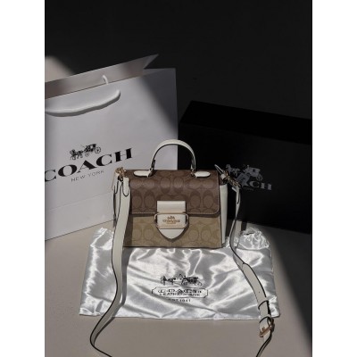 Сумка женская Coach Morgan Top Handle Satchel Premium через плече белый Коуч Сумка женская Coach Morgan Top Handle Satchel Premium через плече белый Коуч